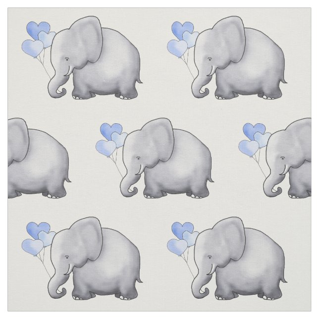 Tissu Eléphant mou avec des ballons de coeur Baby Boy Nu (Échantillon)