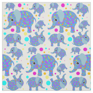 Tissu Eléphant Polka point coloré enfant crèche