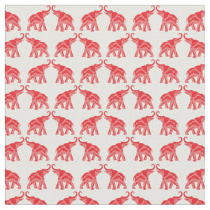 Tissu Éléphant rouge chanceux