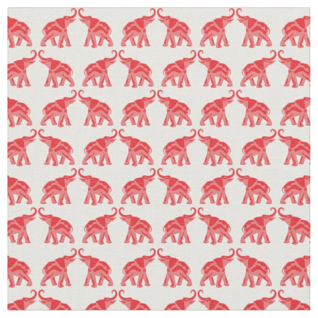 Tissu Éléphant rouge chanceux (Fermer)