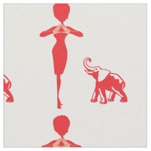 Tissu Éléphant rouge chanceux