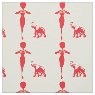 Tissu Éléphant Rouge Chanceux
