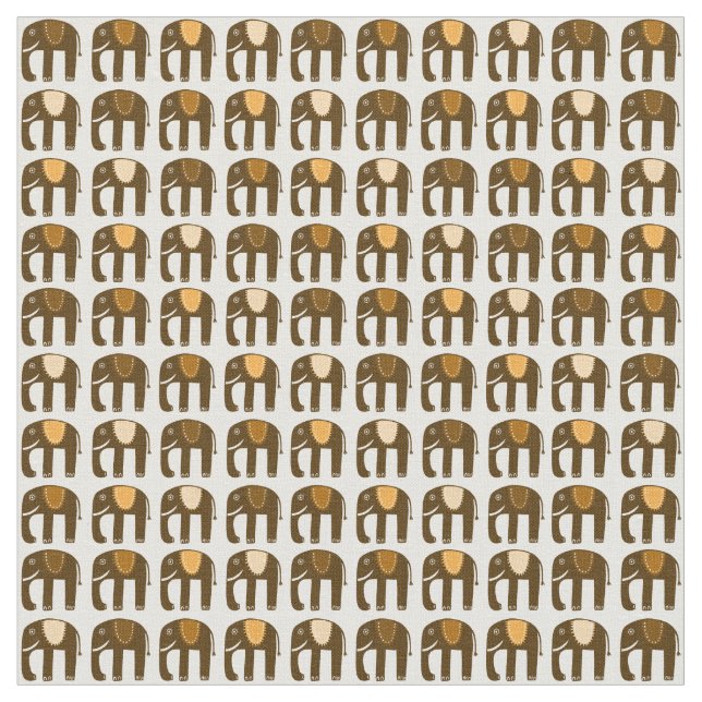 Tissu Eléphants doux Motif Neutres Brown (Fermer)