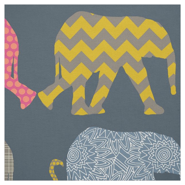 Tissu éléphants et flamants de bébé (Échantillon)