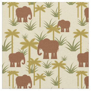 Tissu Éléphants et paumes dans le camouflage