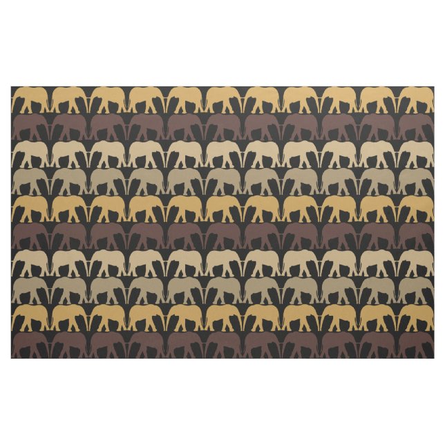 Tissu Éléphants Motif Sur Fond Noir (Fat Quarter)