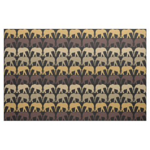 Tissu Eléphants Motif sur noir