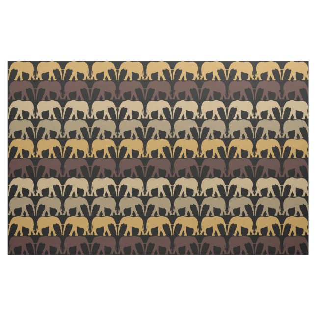Tissu Eléphants Motif sur noir (Fat Quarter)