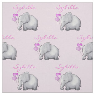 Tissu Eléphants personnalisés Pink Baby Girl Nursery