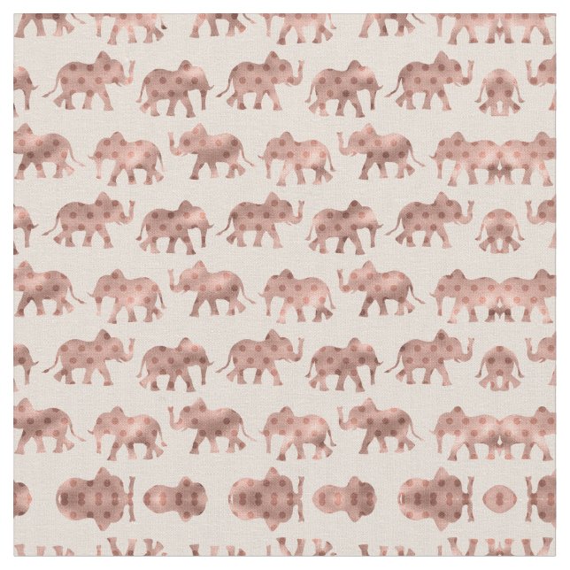 Tissu Eléphants Rose Rose Rose Or Polka Dot (Fermer)
