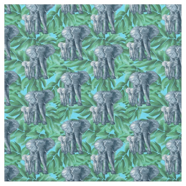 Tissu Elephants Safari Jungle (Fermer)