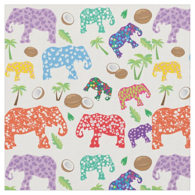 Tissu Éléphants tropicaux (Fermer)