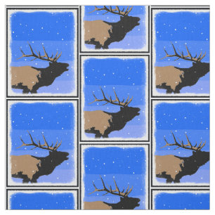 Tissu Elk bouillonnant en hiver - Art original de la fau