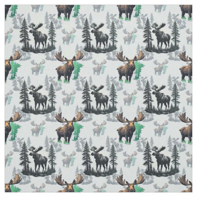 Tissu Elk Moose Antlers Deer Design Motif (Échantillon)