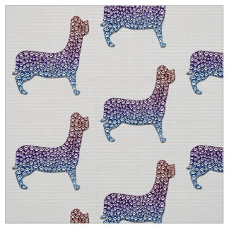 Tissu Embossed Indigo Gradient Paw Print Dog Outline