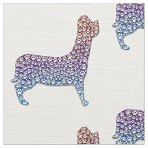 Embossed Indigo Gradient Paw Print Dog Outline