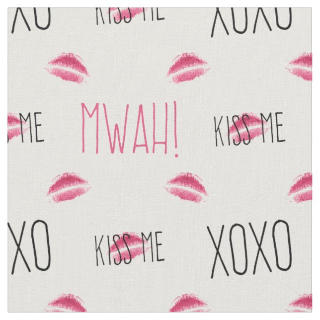 Tissu Embrassez-moi Mwah ! Motif d'impression de lèvre (Fermer)