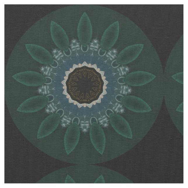 Tissu Emerald Green Blue Gold Floral moderne (Fermer)