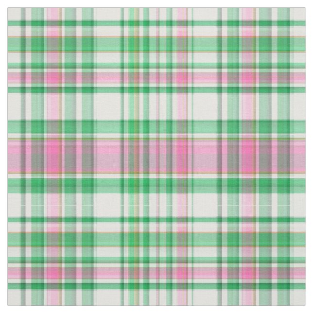 Tissu Emerald Grn Rose Chaud Whelt Preppy Madras Plaid S (Échantillon)