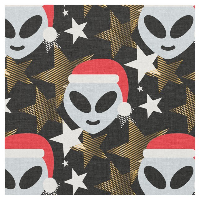 Tissu émoji alien père Noël (Fermer)