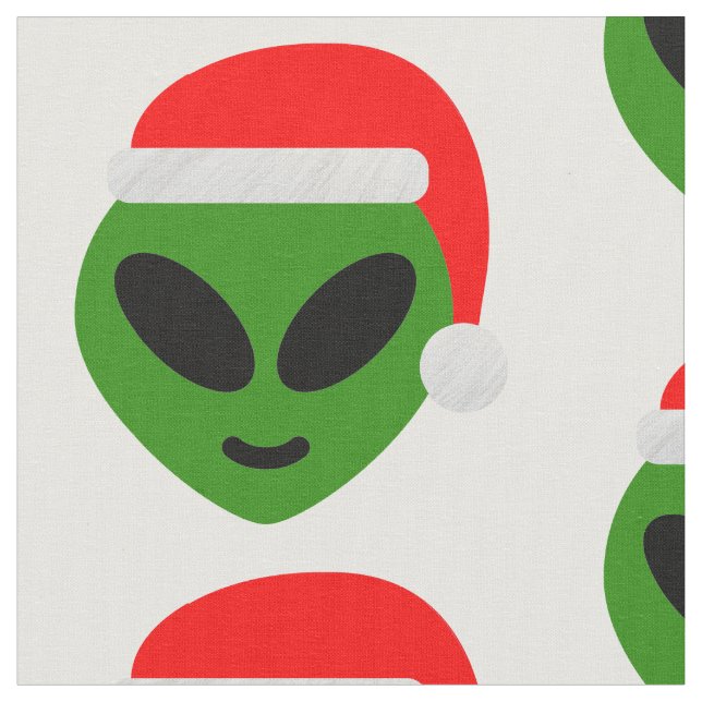 Tissu emoji alien père Noël vert (Fermer)