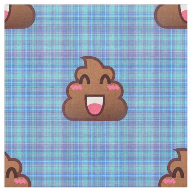 tissu émoji poop plaid (Fermer)