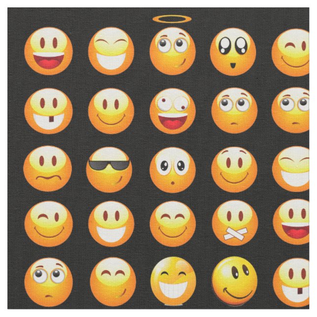tissu emojis noir (Fermer)