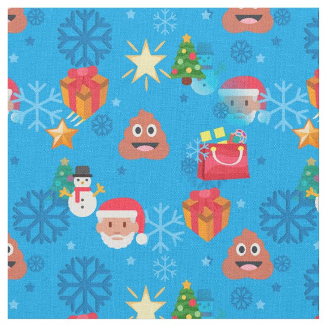 Tissu émoticône de Noël bleu (Fermer)