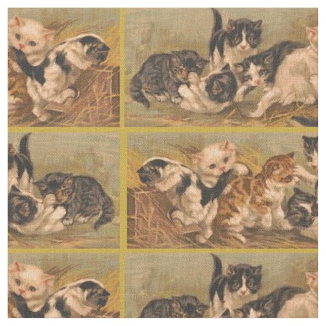 Tissu Empreinte de chatons victoriens (Fermer)