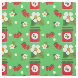 Tissu Empreinte de fruits fleurs de fraise confiture ver