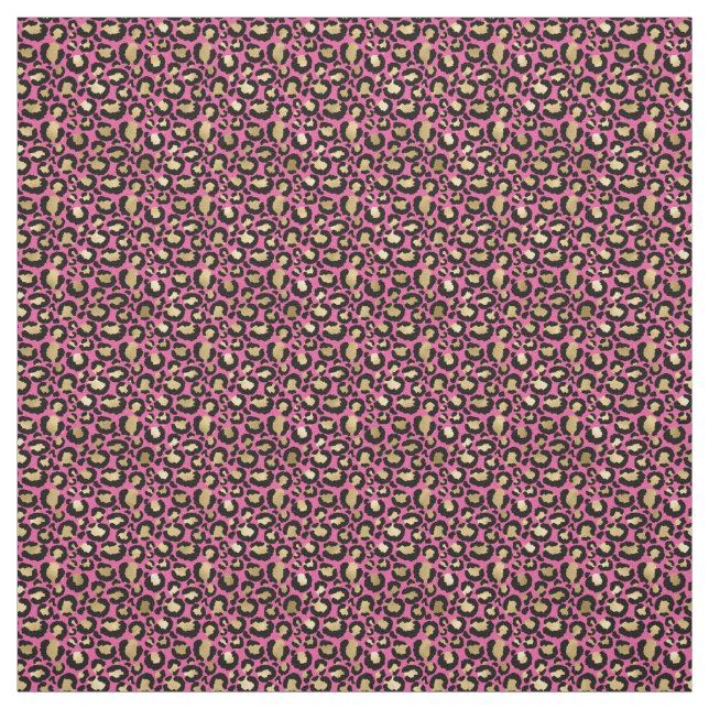 Tissu Empreinte de léopard d'or de Glam rose (Échantillon)