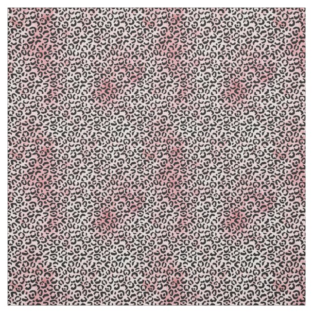 Tissu Empreinte de léopard noir blanc PinK (Échantillon)