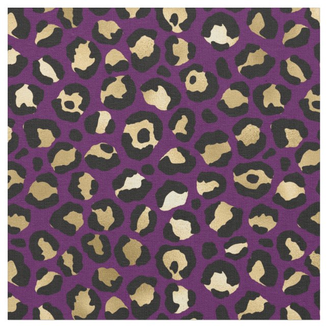 Tissu Empreinte de léopard pourpre et or (Fermer)