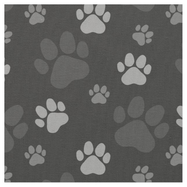 Tissu Empreinte de patte de chats gris et noir (Fermer)