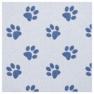 Tissu empreinte de patte de scintillement de chat - bleu