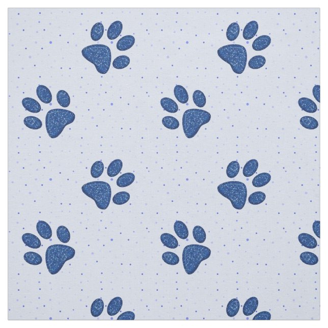 Tissu empreinte de patte de scintillement de chat - bleu (Échantillon)