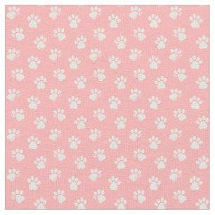 Tissu Empreinte de patte Motif de chatte rose et blanc
