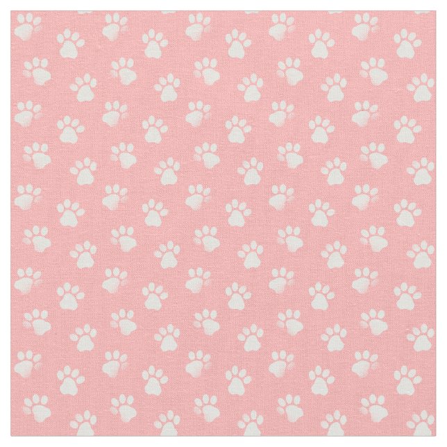 Tissu Empreinte de patte Motif de chatte rose et blanc (Fermer)