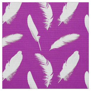 Tissu Empreinte de plumes blanches sur améthyste violet
