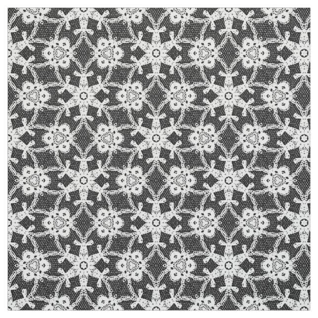 Tissu Empreinte dentelle antique - blanc et noir (Échantillon)