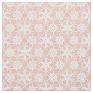 Tissu Empreinte dentelle antique - blanc et pêche