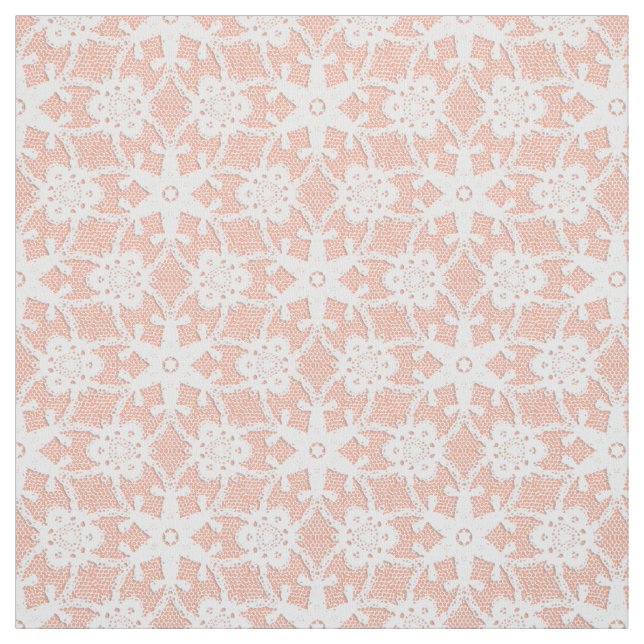 Tissu Empreinte dentelle antique - blanc et pêche (Échantillon)