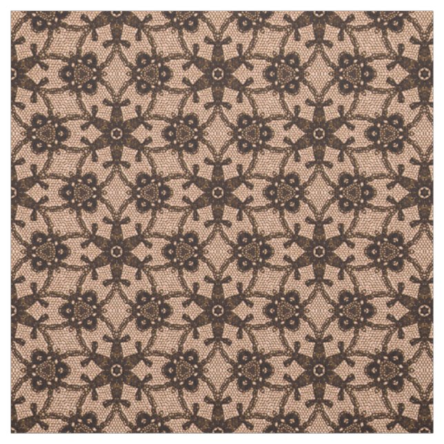 Tissu Empreinte dentelle antique - noir et pêche (Échantillon)