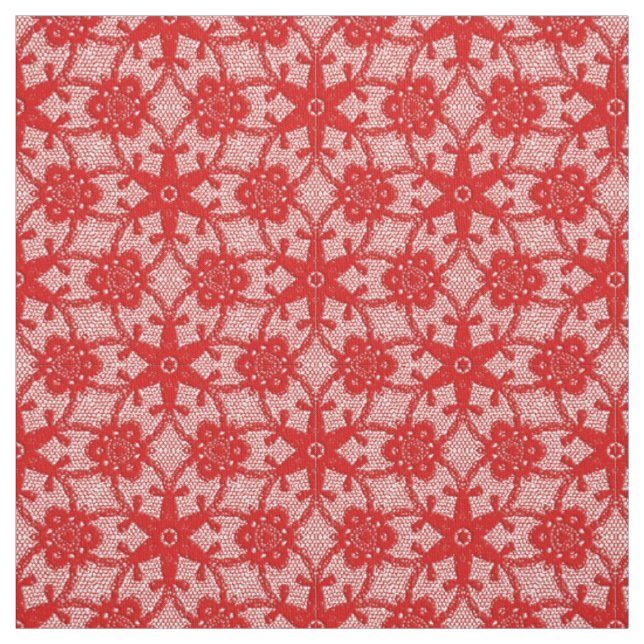 Tissu Empreinte dentelle antique - rouge profond et blan (Échantillon)