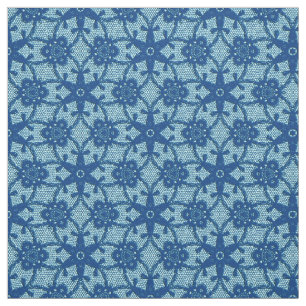 Tissu Empreinte dentelle antique - saphir et bleu pâle