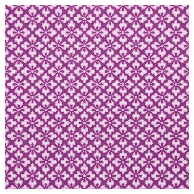Tissu Empreinte florale kimono, rose clair et prune (Échantillon)