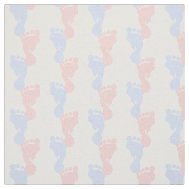 Tissu Empreintes de pas de roses pâles et de bleu (Échantillon)