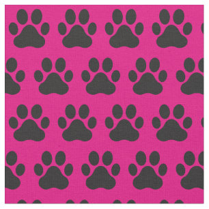 Tissu Empreintes de pattes de chat chien animal rose noi