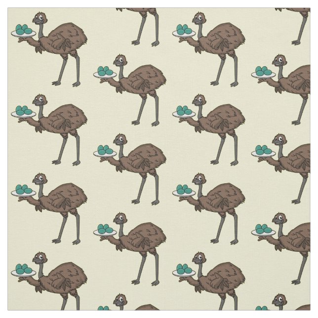 Tissu Emu avec dessin animé d'oeufs (Échantillon)