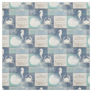 Tissu en bois de mer d'Aqua bleu heureux d'endroit